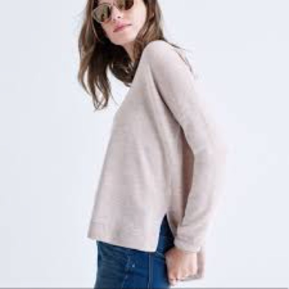 Madewell Women’s Northlight Merino Wool Sweater Beige Size M Crewneck Pullover